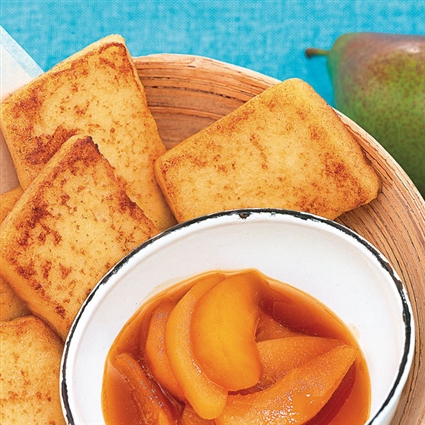 Grießschnitten mit Birnen-Apfel-Kompott