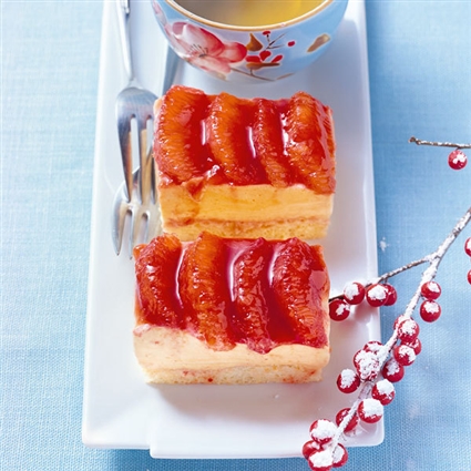 Quarkschnitte mit Sanddorn und Blutorange