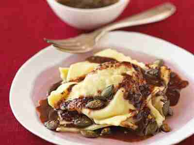 Maultaschen mit Kürbis-Nougat-Füllung