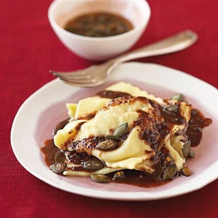 Maultaschen mit Kürbis-Nougat-Füllung
