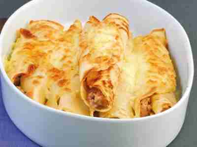 Crêpes mit Kalbfleischfüllung