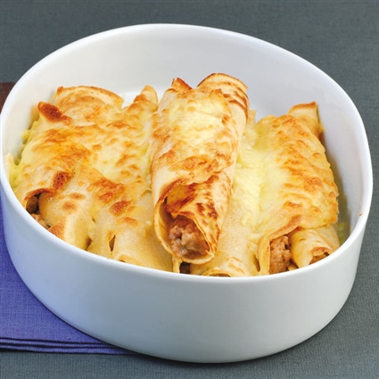 Crêpes mit Kalbfleischfüllung