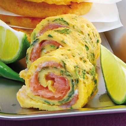 Kräuterröllchen mit Lachsfüllung