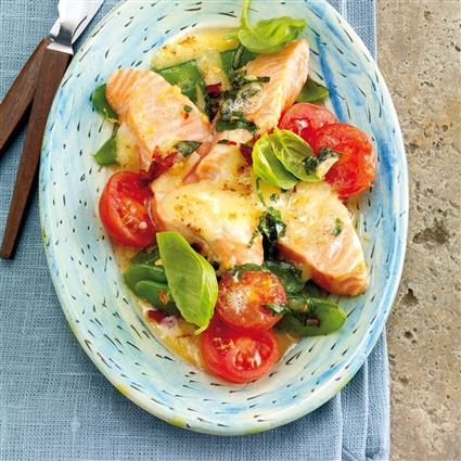 Lachs auf Zuckerschoten