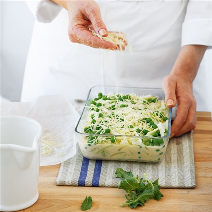 Kohlrabi-Erbsen-Auflauf