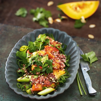 Kürbis-Quinoa-Salat mit Ahornsirup-Pfeffer-Dressing