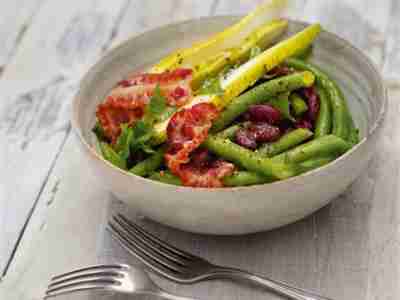 Birnen-Bohnen-Salat mit Senf-Agavensirup-Dressing