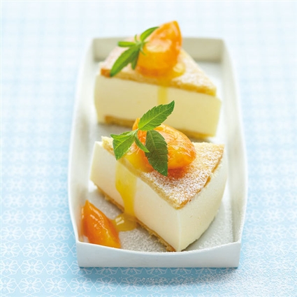 Käsesahnetorte mit Aprikosen-Kompott