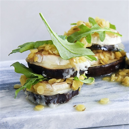 Linsensalat mit Aubergine