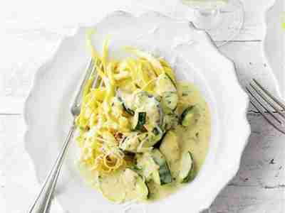 Zucchini-Carbonara – Gemüse-Spiralnudeln