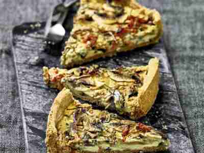 Nussige Pilzquiche mit Ziegenkäse