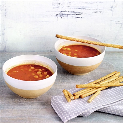 Schnelle Tomaten-Kichererbsen-Suppe