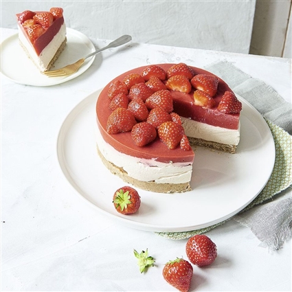 Zuckerfreier Erdbeer-Käsekuchen
