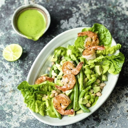 Bohnensalat mit Garnelen