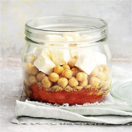 Kichererbsen-Feta-Suppe im Glas