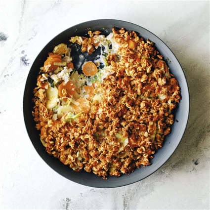 Rüben-Crumble mit Lauch