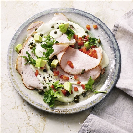 Putenbrustaufschnitt mit Avocadosauce