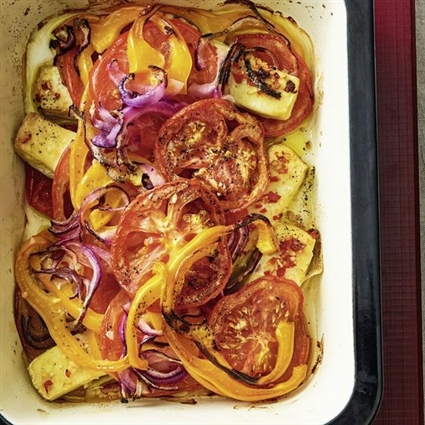 Griechischer Tomaten-Tofu-Auflauf