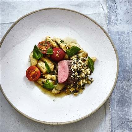 Lammrücken mit Spargel & Bärlauch