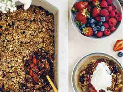 Beerencrumble mit Datteln