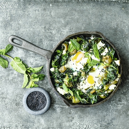 Grüne Spinat-Shakshuka