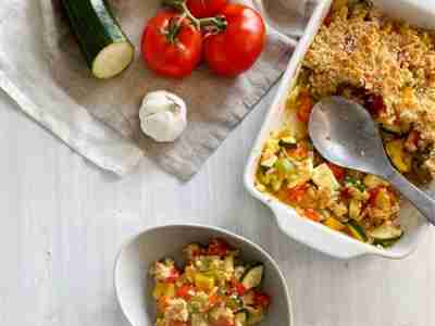 Gemüse-Crumble mit Parmesan