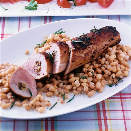 Schweinefilets mit Bohnen