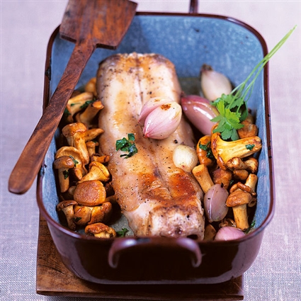 Kaninchenrücken mit Pfifferlingen