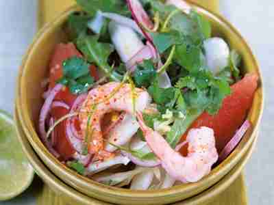 Rucola-Fenchel-Salat mit Garnelen