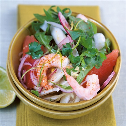 Rucola-Fenchel-Salat mit Garnelen