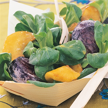 Feldsalat mit Äpfeln und Blutwurst