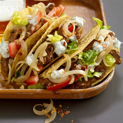 Tacoshells mit Lammgyros
