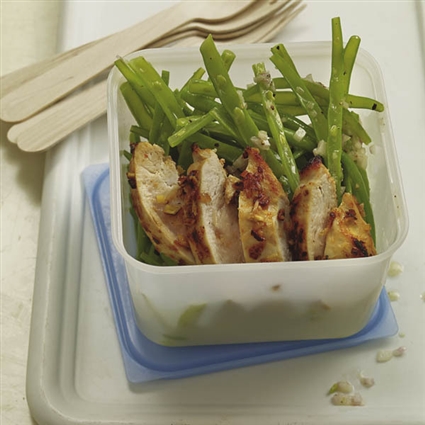Grüner Bohnensalat mit Ingwerhähnchen