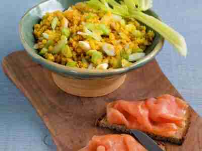 Linsensalat mit Räucherlachs