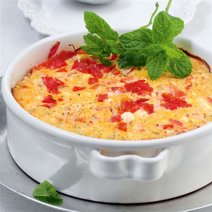 Couscousauflauf mit Joghurt-Schafkäse-Guss
