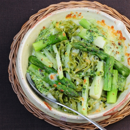 Grüner Nudelauflauf