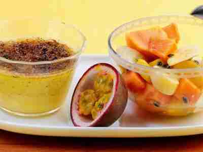 Exotiksalat mit Passionsfrucht-Creme