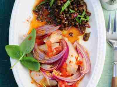 Geflügelsalat mit Balsamico-Linsen