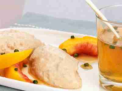 Kalbsleber-Mousse mit Pfefferpfirsich