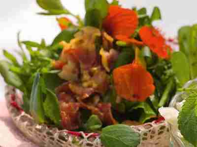 Wildkräutersalat mit Speck
