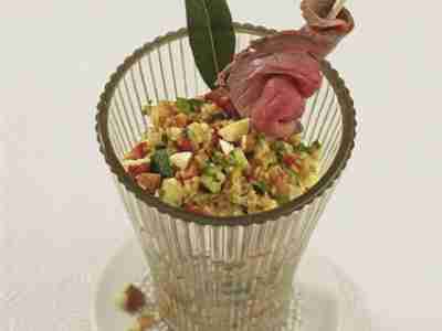 Grünkern-Taboulé mit Roastbeef