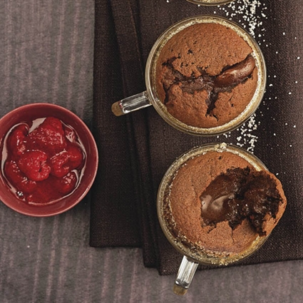 Schokovulkan mit Ingwer-Himbeeren