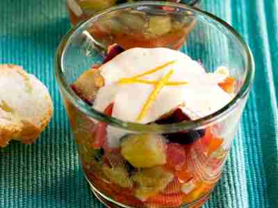 Auberginensalat mit Sesam-Orangen-Creme