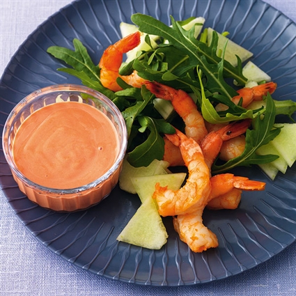 Melonensalat mit Gambas