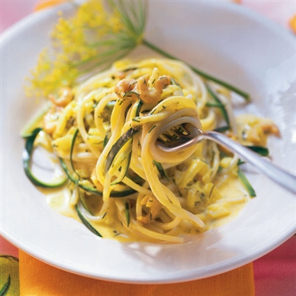 Zucchini-Spaghetti mit Krabben