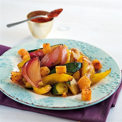 Gebratener Zucchini-Paprika-Salat