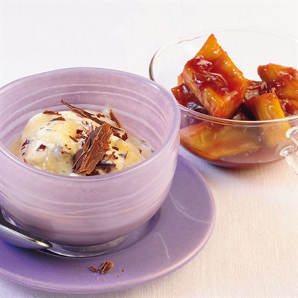 Herrencreme mit Rotweinrhabarber