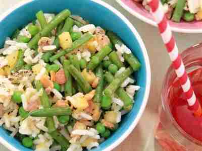 Reissalat mit Specksauce