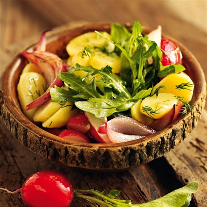 Kartoffelsalat mit Radieschen und Rauke