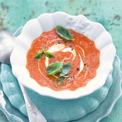 Tomatencremesuppe mit Weißwein